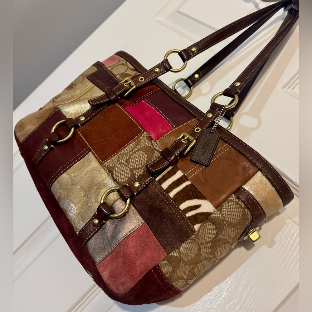 Vintage 2006 Coach Eva Patchwork Leather Tote Shoulder Bag Rare - Picture 3 of 16